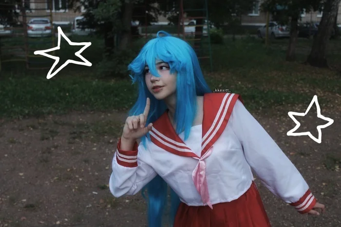 Does anyone know Lucky Star??? I made a cosplay of Izumi Konata!! - My, Question, Ask Peekaboo, Anime, Cosplay, Cosplayers, Costume, Milota, Lucky Star, Genshin impact, PHOTOSESSION, Makima, Yorha unit No 2 type B, Fashion model, Longpost