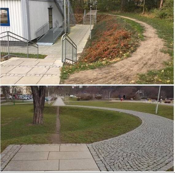 Strange paths and ways to get around them - Picture with text, Humor, Path, Sidewalk, Path, Bypass, Telegram (link), Longpost