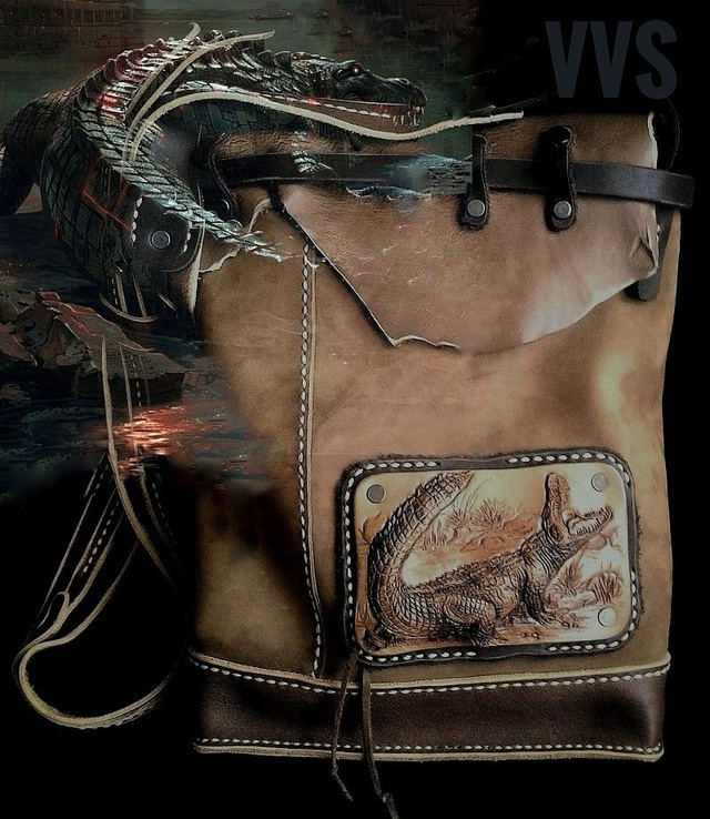 Leather bag Crocodile - My, Longpost, Handmade, Needlework without process, Accessories, Сумка, Style, Exclusive, Leather products, Metal products, Natural leather, Order, Casting, Crocodiles