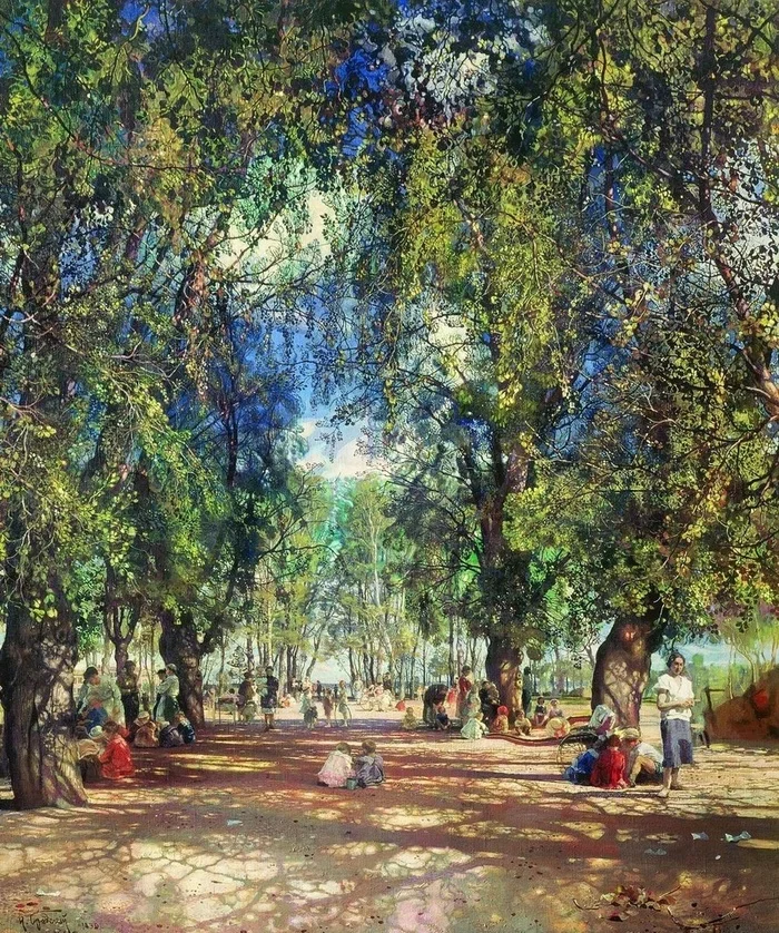 Исаак Израилевич Бродский. Аллея парка, 1930 - СССР, Картина, Живопись