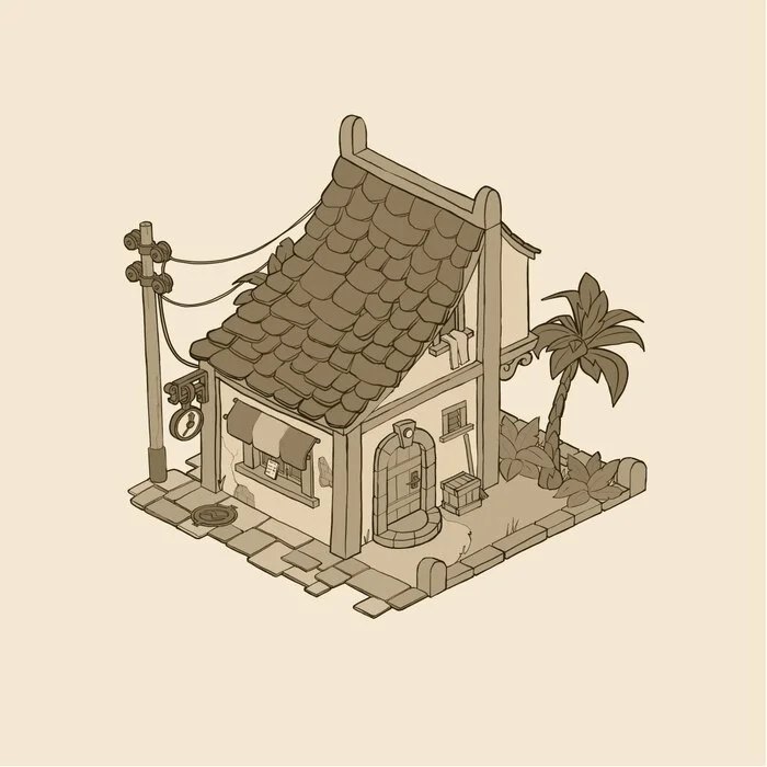 Sketch of a house - My, Clip Studio Paint, Art, Game art, Gamedev, Digital drawing