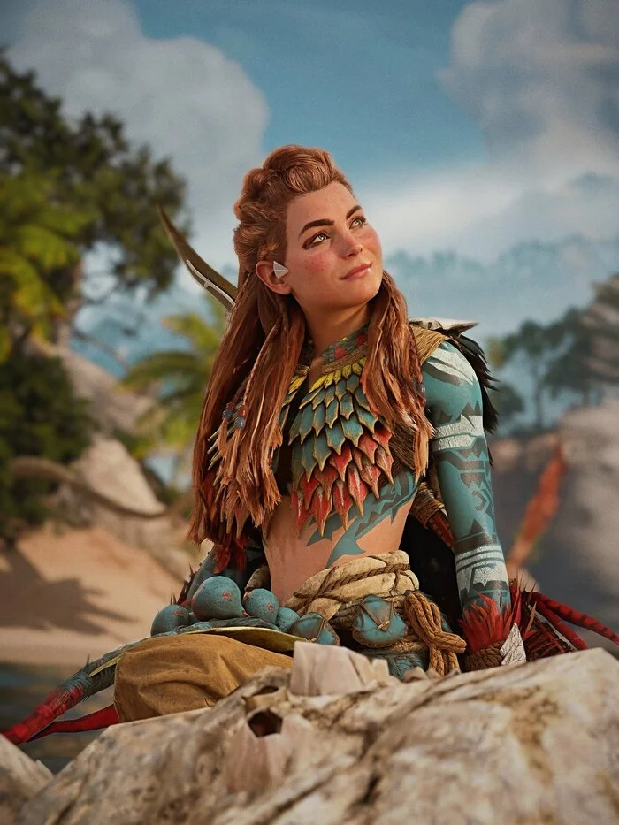 Элой - Арт, 3D, Игры, Horizon Zero Dawn, Horizon forbidden west, Элой, Девушки, Скриншот, Фотография, Фоторежим, Природа, Постапокалипсис, Длиннопост