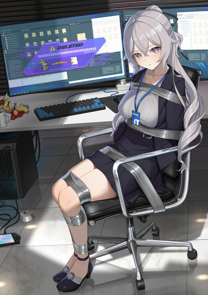 Secretary bondage - Anime Art, Аниме, Honkai Impact, Bronya Zaychik, Офисные работники, Длиннопост