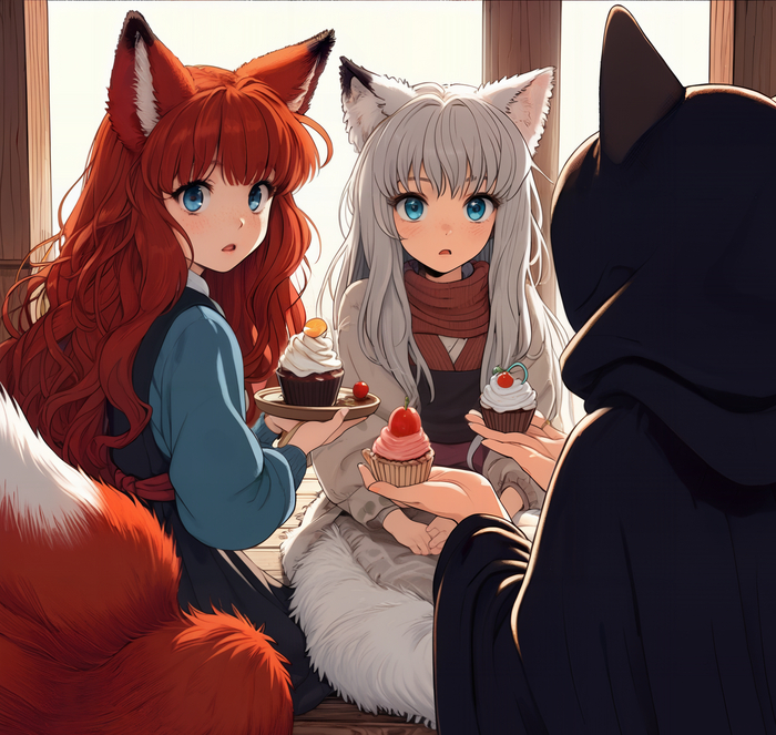     - #2 Ginger & White Anime Art, ,  , Ginger & White, , Original Character, , Animal Ears, , , , 