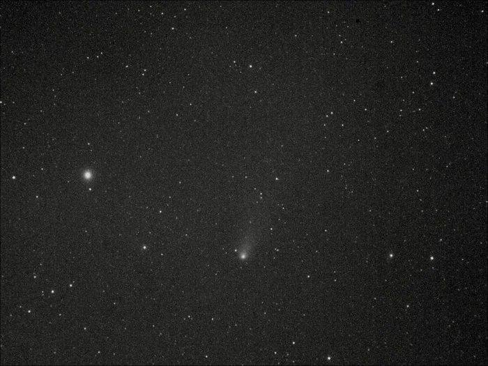 Comet C/2023 A3 as seen by amateur telescope guide. Photo looks like a clipping from an old newspaper - My, Starry sky, Astrophoto, Astronomy, Space, Milky Way, Comet, Night shooting, Stars