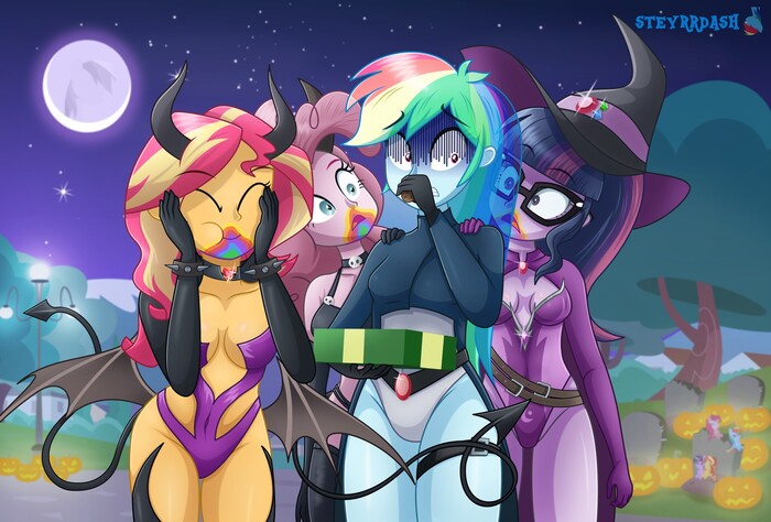  My Little Pony, Sunset Shimmer, Pinkie Pie, Sci-twi, Twilight Sparkle, Equestria Girls, , MLP Edge