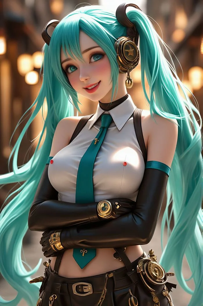 Friday Miku.Steampunk - My, Friday Miku, Hatsune Miku, Flux, Steampunk, Neural network art, Нейронные сети, Longpost