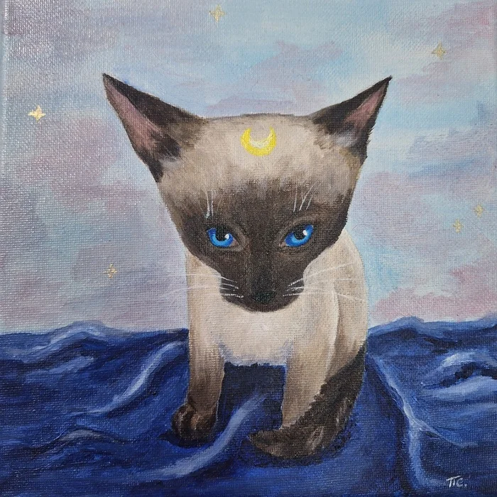 Sailor Moore for Port Avenue - My, cat, Creation, Drawing, Musicians, Acrylic, Needlework without process, Siamese cat, Sailor Moon, Animalistics