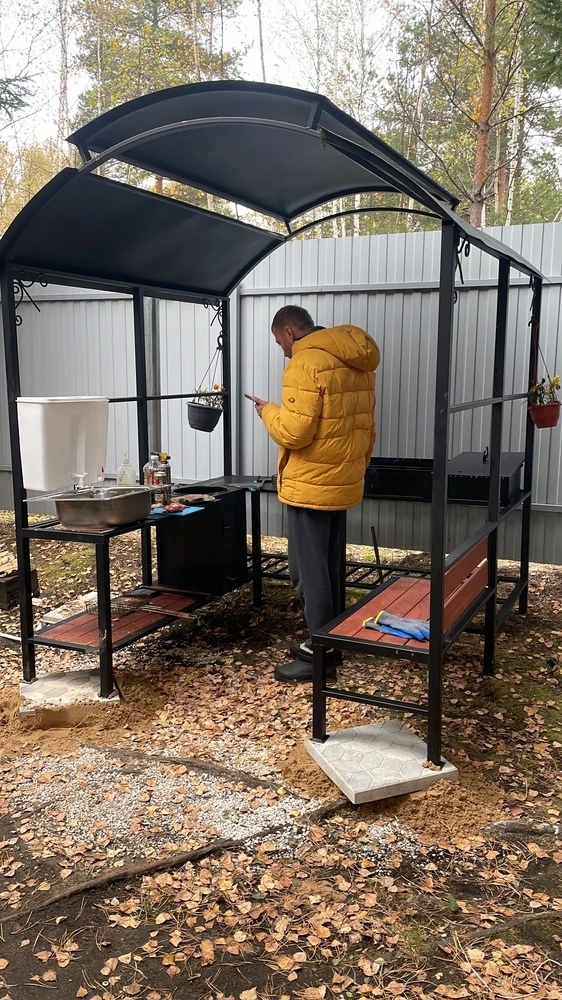 Gazebo-barbecue Family-8 with a washstand it's time to light up - Brazier, Shashlik, Metal products, Male, Manufacturing, Workshop, Leather products, Welding, Longpost