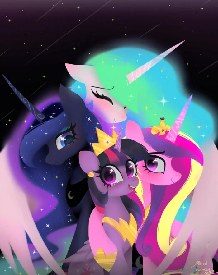 Princess Hugs - My little pony, Art, Princess celestia, Princess luna, Princess cadance, Twilight sparkle