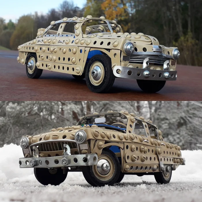 GAZ M-20, GAZ-21, made of metal construction set, wire, rubber and cardboard - My, Gas, Victory, Gaz-21, Gaz-M20, Modeling, the USSR, Retro car