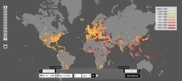 Карта всех войн в истории за 2500 лет - Международные отношения, Военная история, Яндекс Дзен (ссылка)