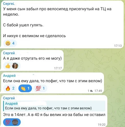 ... потому что велосипед - это Велосипед! - Велосипед, Ошибки молодости, Родительский чат, Разница в возрасте, Мат, Скриншот