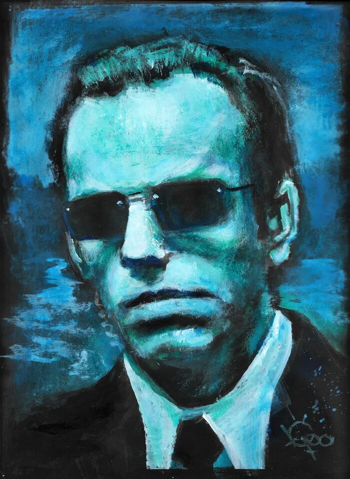 Come in peace - My, Art, Acrylic, Portrait, Painting, Paints, Canvas, Matrix, Author's painting, Oil painting, Gouache, Watercolor, Etude, Modern Art, Art, Painting, Traditional art, Interests, Artist, The Matrix (film), Agent Smith