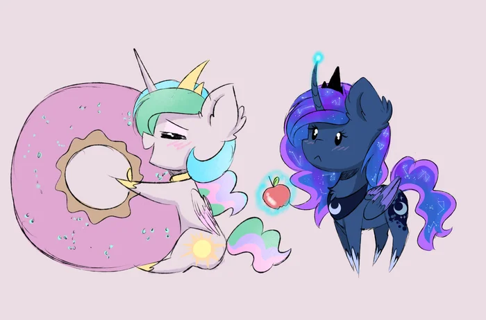 Здоровое питание - My Little Pony, PonyArt, Princess Luna, Princess Celestia, Magnaluna