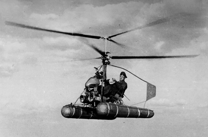 The first helicopter of Nikolai Ilyich Kamov - Aviation history, Aviation, Helicopter, The first flight, Flight, Pilot, civil Aviation, Test pilot, Constructor, Kamov, Helicopter pilots, the USSR, Made in USSR, 40's, Coaxial helicopter, Video, Video VK, Soundless, Longpost