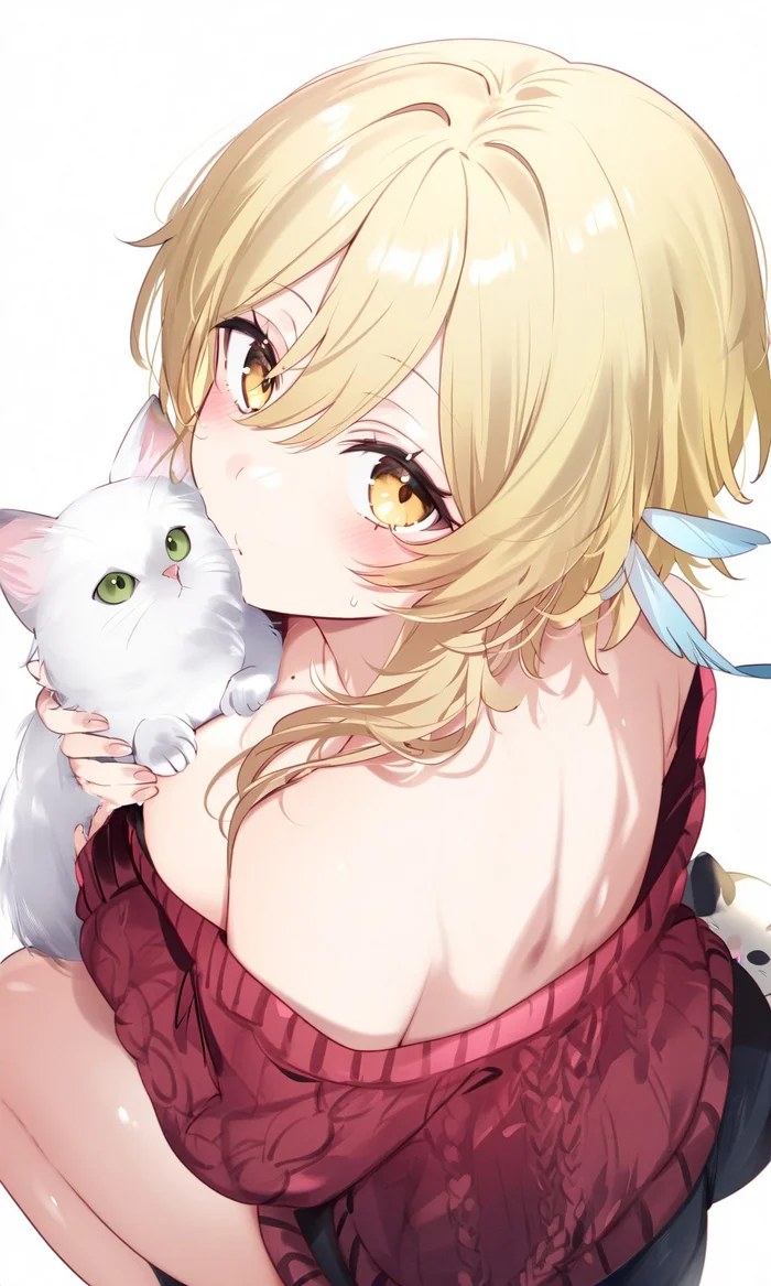 Lumine - Genshin impact, Lumine (Genshin Impact), Art, Girls, Games, Anime art, Anime, Neural network art, cat