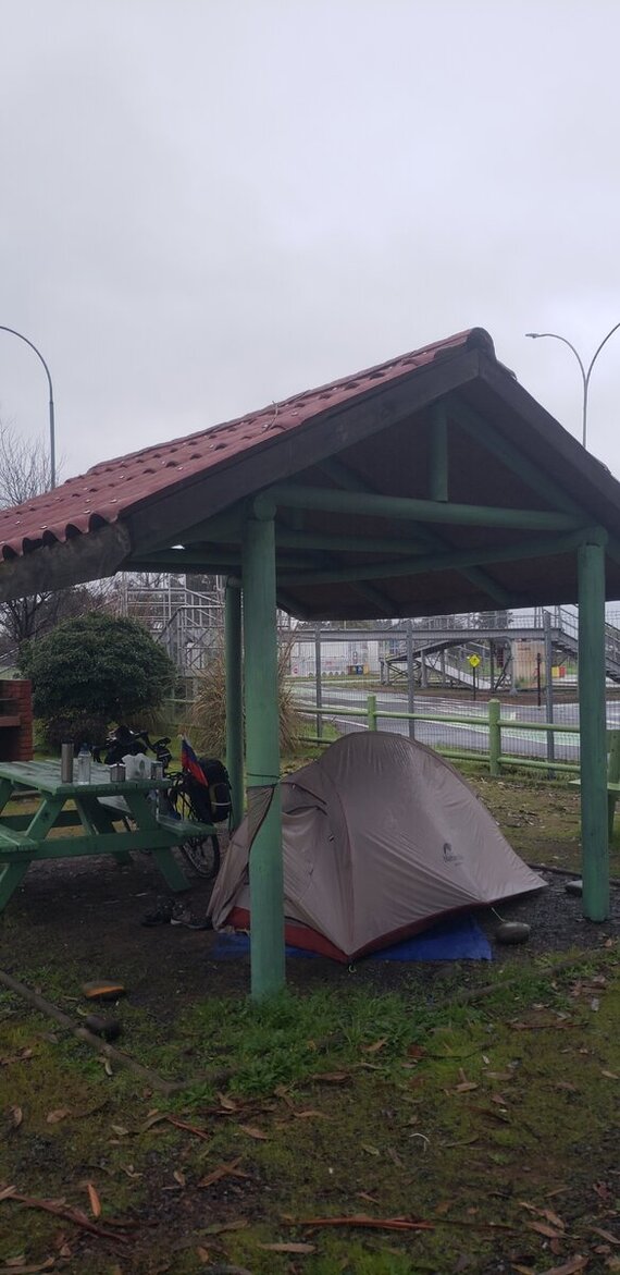 Overnight in a tent in the rain on the way to the South of Chile - My, Solo travel, Bike trip, A bike, Travels, South America, Cyclist, Andes, Cycling, Chile, Bike ride, The mountains, Road, Highway, Video, Youtube, Longpost