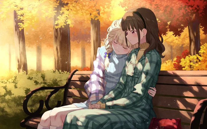 Autumn Park - Anime, Anime art, Yuri, Precure, Nekoyashiki Mayu, Nekoyashiki Yuki