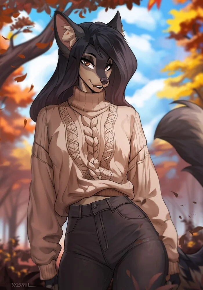 Warm autumn - Фурри, Антро, Арт, Furry wolf, Yasmil