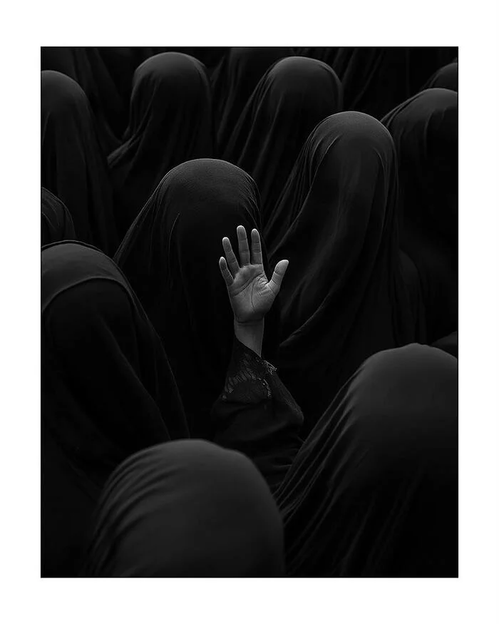 Help! - Black and white photo, Burqa, Burka, Islam, Women, Hand, The photo, Black, Black