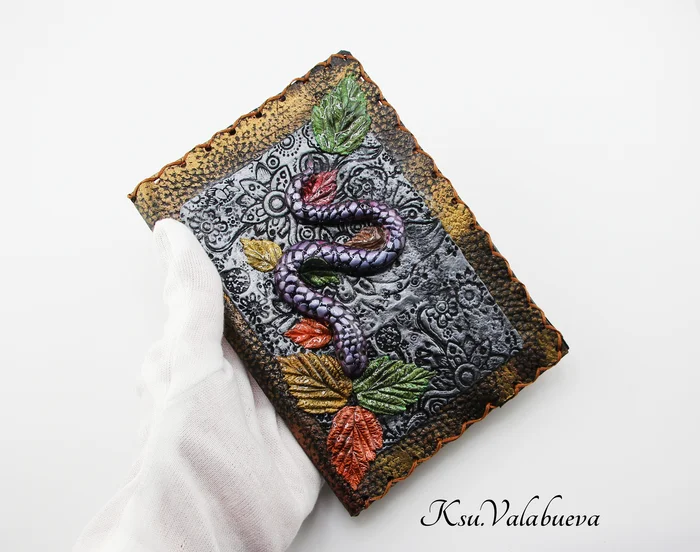 Passport Cover Symbol of 2025 Year of the Snake - My, Polymer clay, Handmade, Needlework, Needlework without process, Snake, 2025, Year of the Snake, Cover, The passport, Longpost