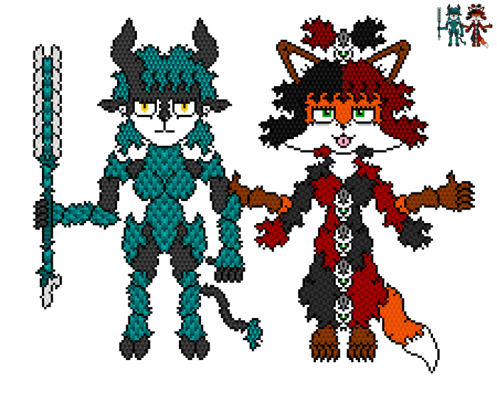 Kurumi and Marusya Pixel Art, Furry Art, , Original Character, , , , Furry Fox, , Furry antelope, , , , 