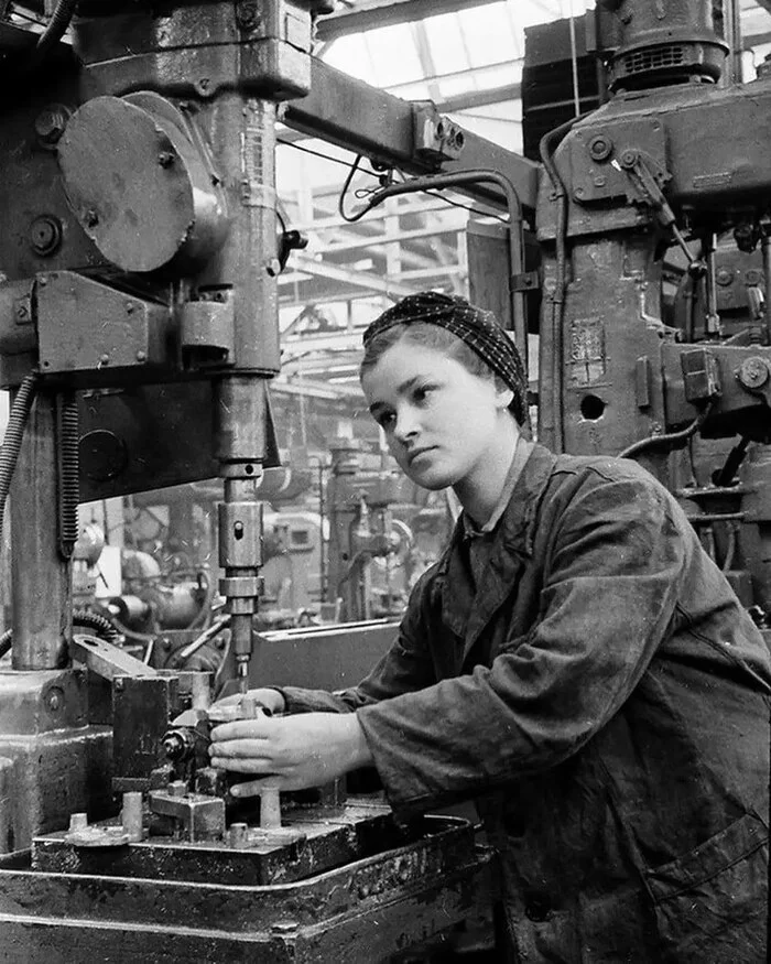 Working youth - the USSR, Made in USSR, Childhood in the USSR, Youth, Youth, Nostalgia, 50th, Work, Factory, Girls, The photo, Old photo, Telegram (link)