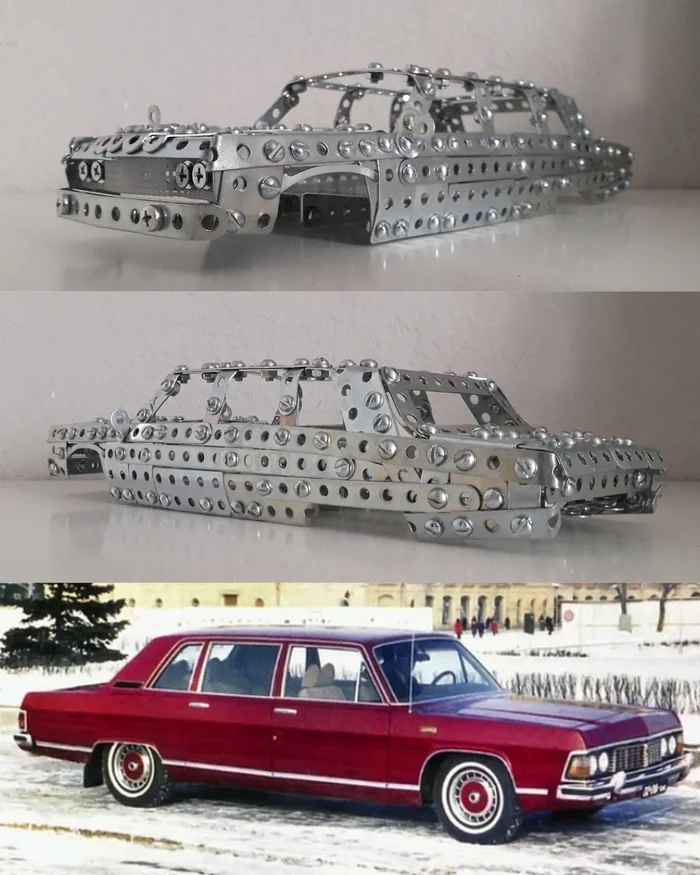 GAZ-14 from a metal construction set in progress - My, Gas, Gas 14, Gaz-13 Chaika, Modeling, Retro car, the USSR