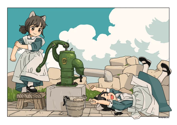 Download! - Anime, Water supply, Housemaid, Akai sashimi, Animal ears, Anime art, Pump, Water