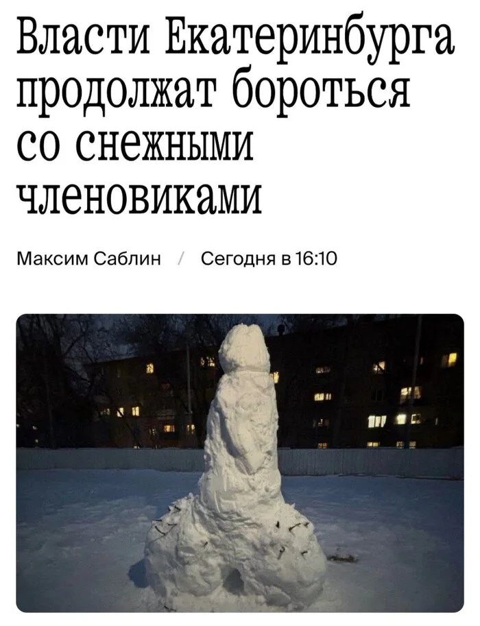 What an interesting word - 'member') - Yekaterinburg, snowman, Snow figures, Screenshot, Penis, Picture with text