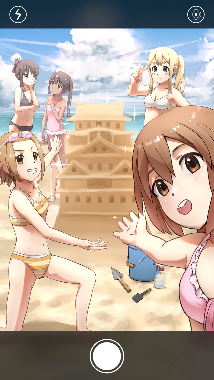        ! , Anime Art, Ritsu Tainaka, Yui Hirasawa, Akiyama Mio, Azusa Nakano, Tsumugi Kotobuki, K-on, , One-piece swimsuit