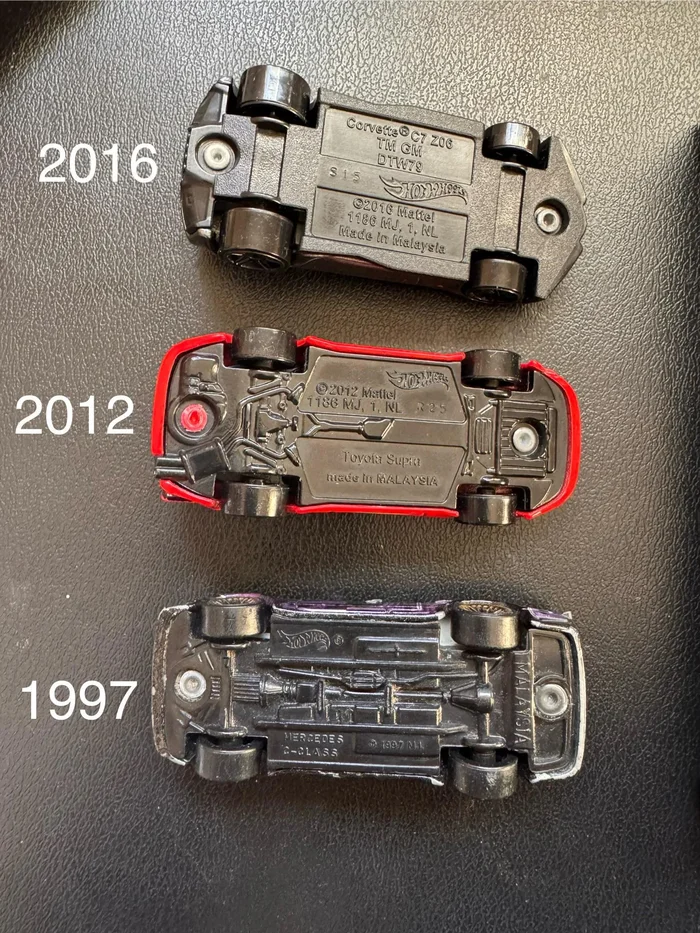 Hot Wheels cars lose parts over the years - Toys, Hot wheels, Attention to detail, Comparison