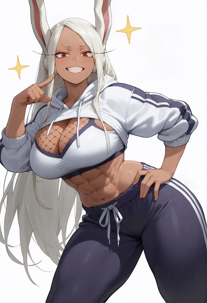 Miruko - Аниме, Anime Art, Арт, Девушки, Miruko, Boku no Hero Academia, Арты нейросетей, Крепкая девушка, Muscleart, Animal Ears, Bunny Ears