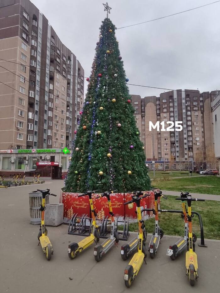 Moscow New Year's deer are waiting for adventures - My, Moscow, Kick scooter, Electric scooter, New Year, Christmas trees, Christmas tree, Scooters, Deer