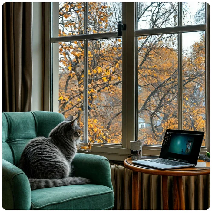 I feel a bit sad today - Autumn, Нейронные сети, Interior, cat, Neural network art