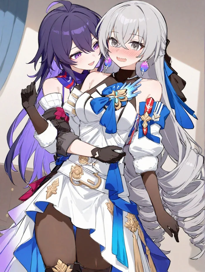 Best friends - Anime art, Anime, Girls, Games, Honkai: Star Rail, Seele (Honkai: Star Rail), Bronya (Honkai: Star Rail), Tights, Neural network art