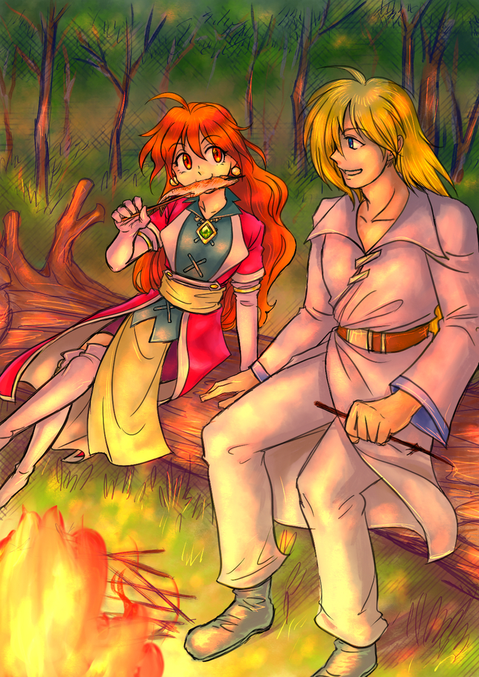  ,   , Anime Art, Lina Inverse, Gourry Gabriev, Slayers