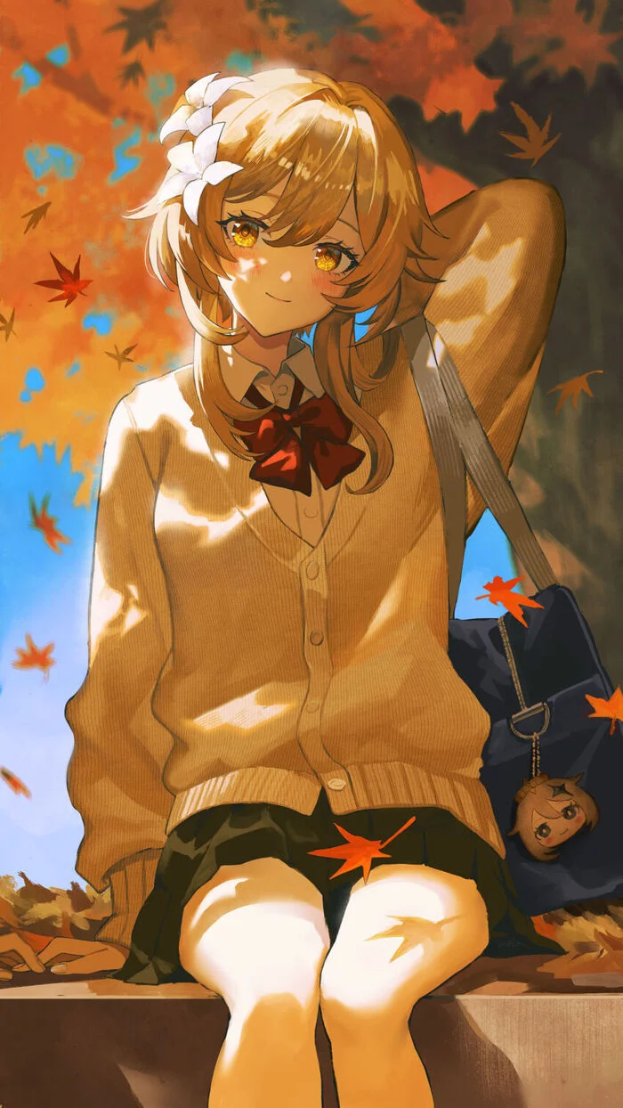 Sunny autumn - Genshin impact, Art, Anime art, Lumine (Genshin Impact), Autumn