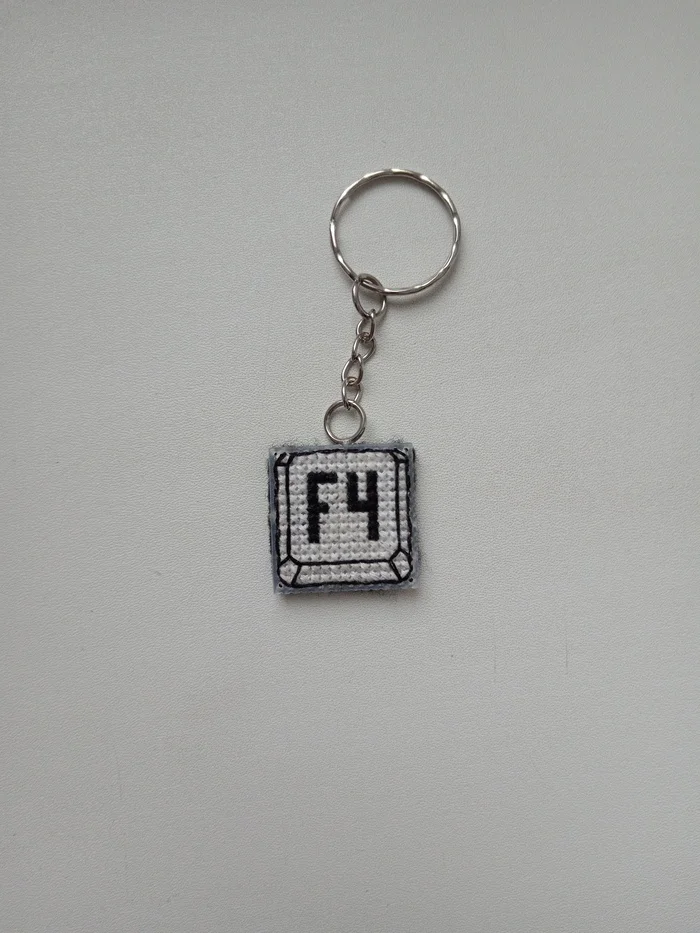 Key F4 - My, Needlework without process, Result, Author's scheme, Keychain, Keyboard