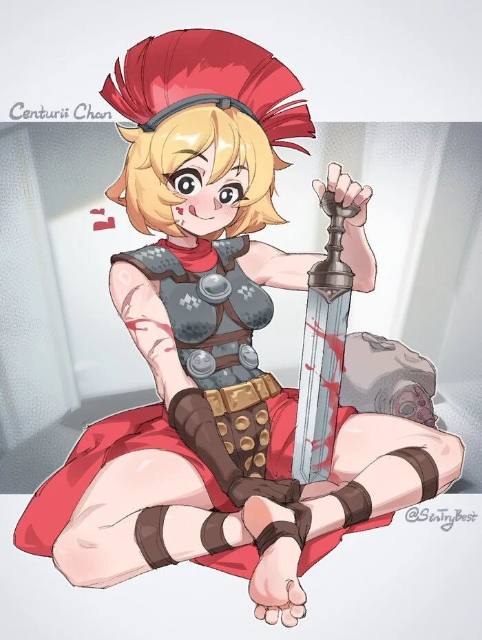 Centuries-chan - Art, Anime, Anime art, Original character, Foot fetish, Centurii-chan, The Roman Empire, Centurions