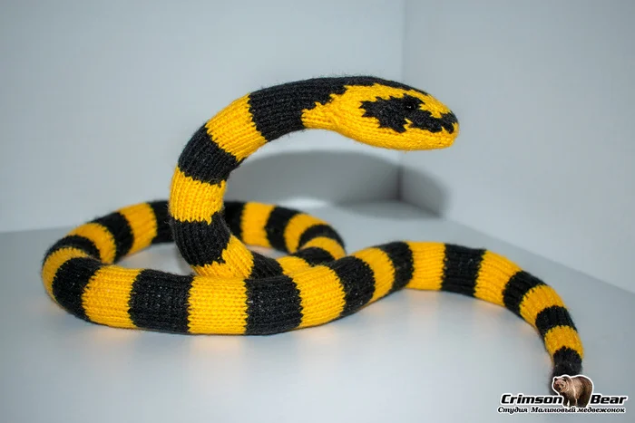 Banded Krait - My, Souvenirs, Needlework without process, Knitted toys, Snake, Krait, Toys, Knitting, Author's toy, Soft toy, Amigurumi