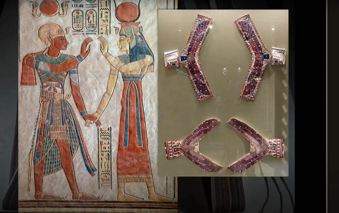 Нагрудные сокола. Найти их оказалось той еще задачей... Благо есть лекция Виктора Солкина по египетскому костюму, где про них рассказывал автор лекции.