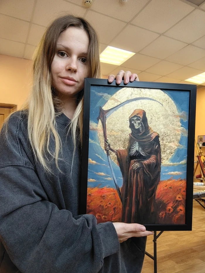 It's strange, the rib couldn't draw the ribs - My, Artist, Girls, Girl with tattoo, Creative people, Death, Creation, Oil painting, Magic, Longpost