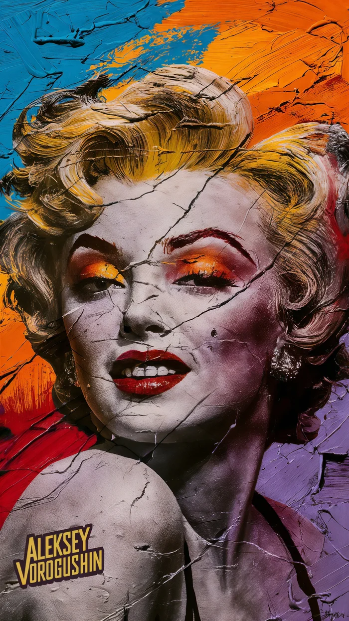 Neuroartist: Alexey Gennadievich Vorogushin. Marilyn Monroe in impasto style. Evaluation and analysis of neuroart using AI. AI artist - My, Dall-e, Нейронные сети, Neural network art, Digital, Phone wallpaper, Desktop wallpaper, Masterpiece (Yandex), Modern Art, Marilyn Monroe, Impasto, Women, Longpost