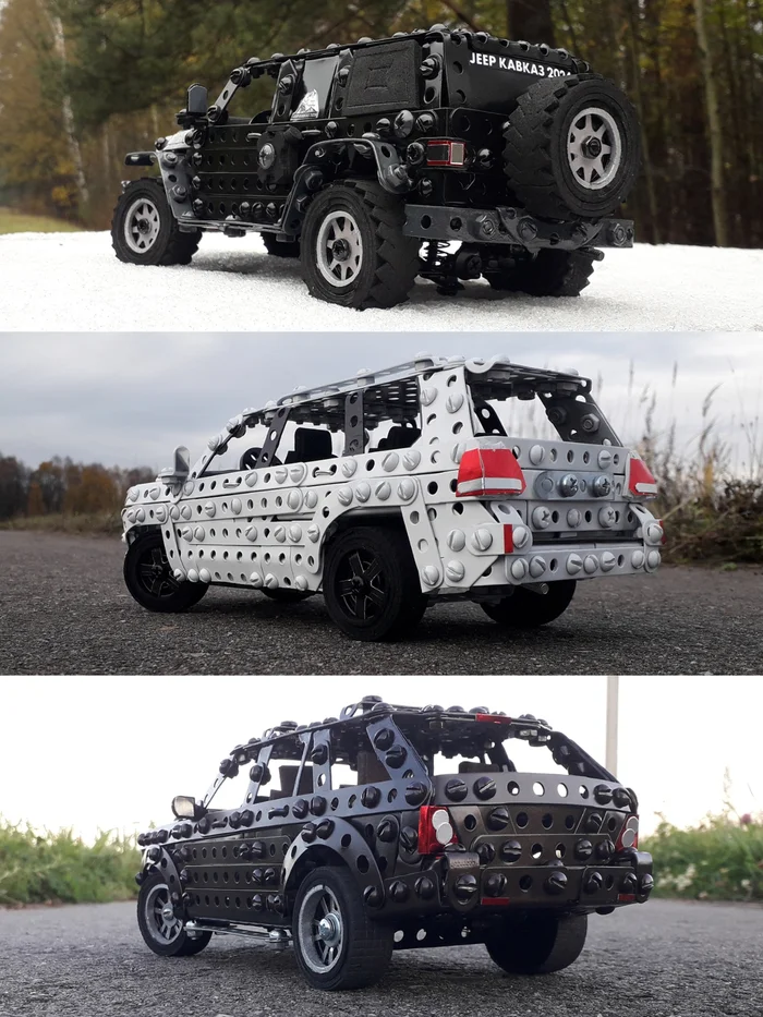 Jeep Wrangler, Land Cruiser, Range Rover made of metal construction set, wire, rubber and cardboard - My, Jeep Wrangler, Toyota Land Cruiser, Range rover, Toyota, Jeep, SUV, Modeling