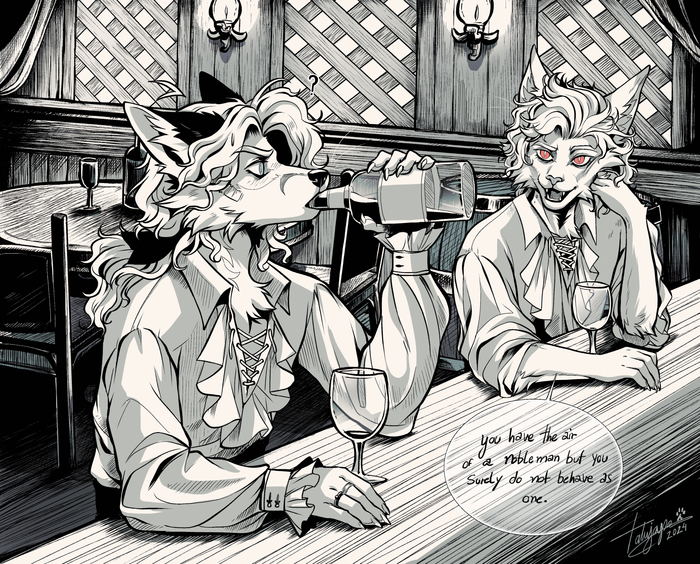 Edgar and Astarion , Furry Art, , Furry Feline, Furry Cat, Furry Fox, Tatujapa, Baldurs Gate 3, Astarion