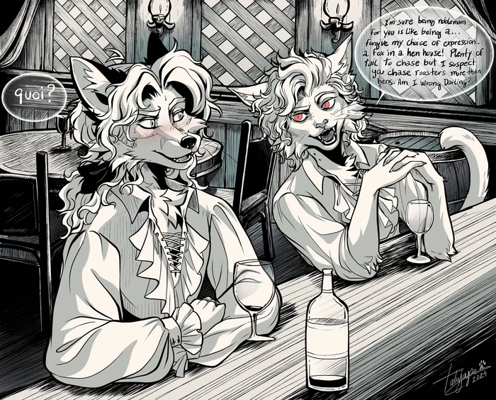 Edgar and Astarion - Furry, Furry art, Art, Furry feline, Furry cat, Furry fox, Tatujapa, Baldur’s Gate 3, Astarion