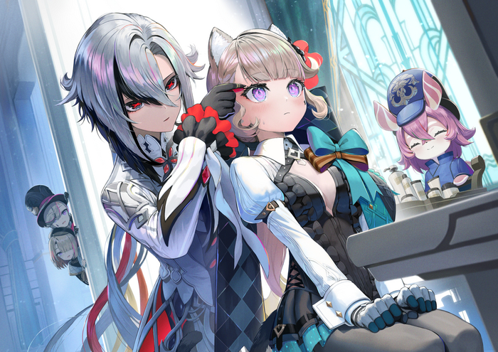       , Anime Art, Arlecchino (Genshin Impact), Lynette (Genshin Impact), Lyney (Genshin Impact), Genshin Impact