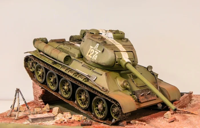 Tank T-34/85 - My, Tanks, Weapon, The Second World War, Military equipment, Models, Stand modeling, Scale model, Modeling, Armament, Longpost